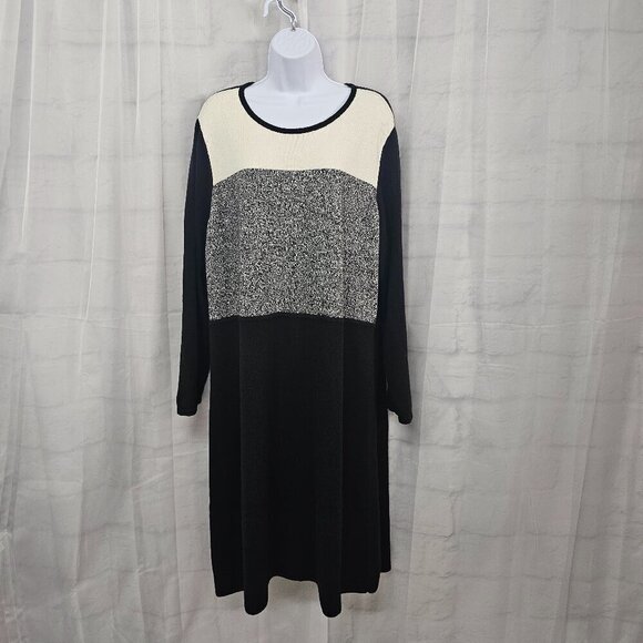 Talbots Dress Black Gray Knit Midi Shift Classic Preppy Office Business 3X - Picture 10 of 10
